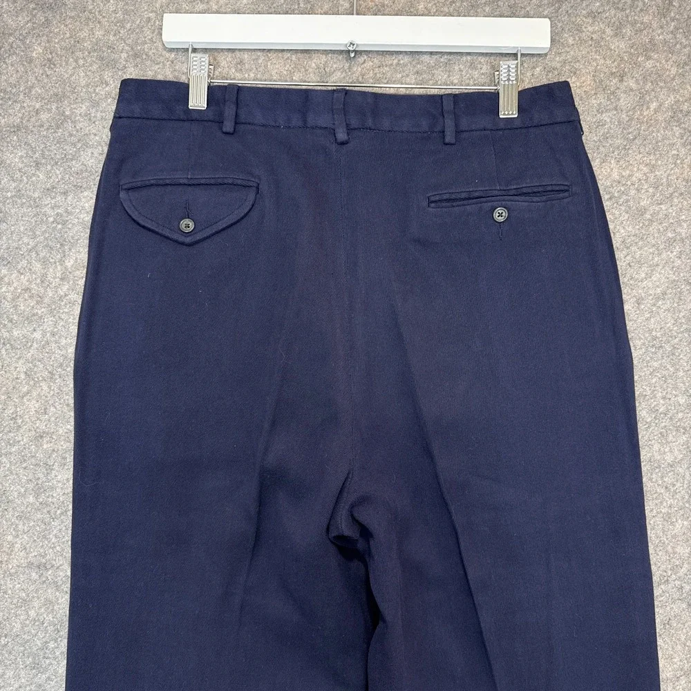 VTG Polo Ralph Lauren Pleated Cotton Pants Mens 34x32 (fits 32x29) Navy 90s Y2k
